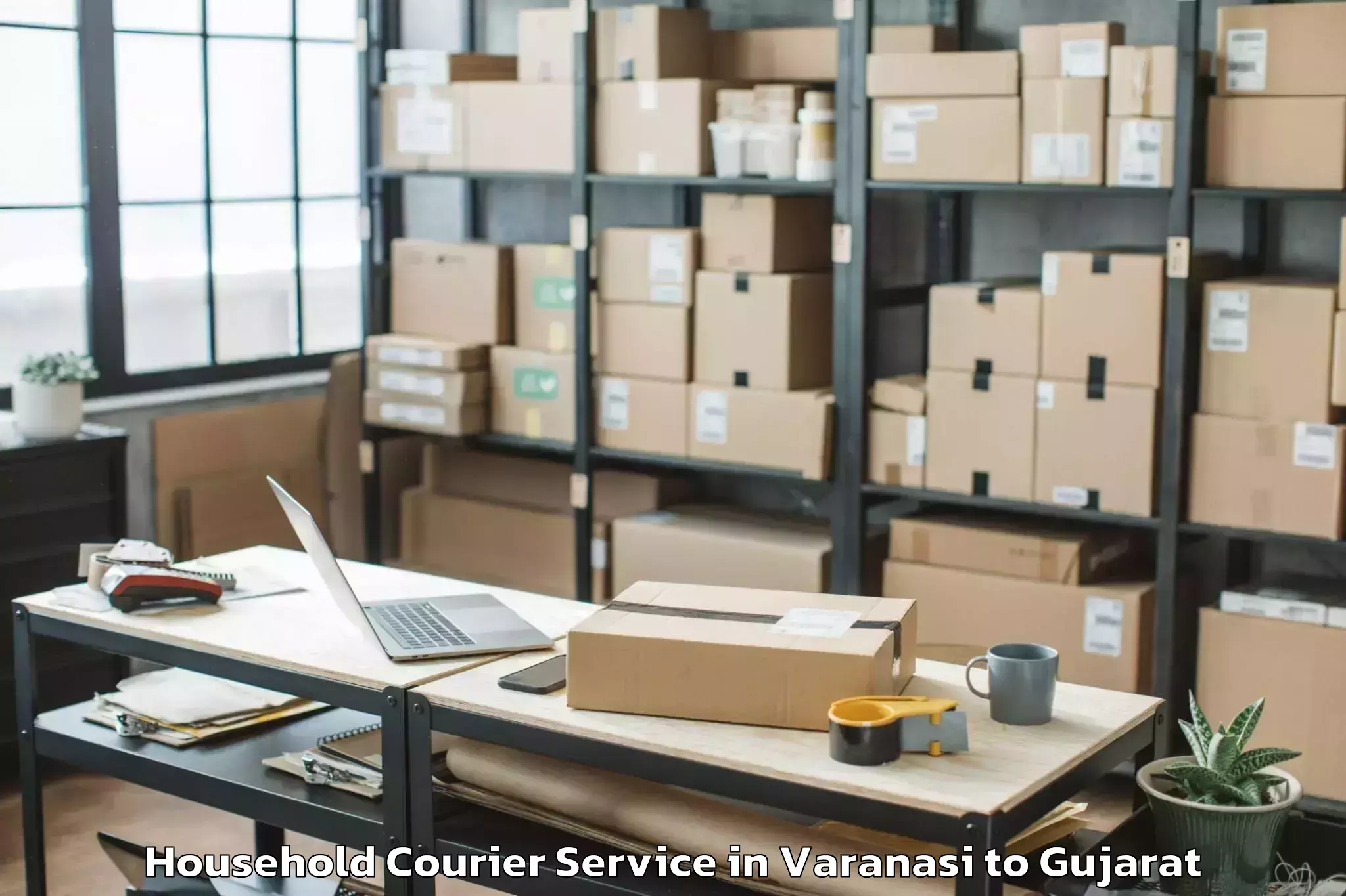 Quality Varanasi to Vartej Household Courier